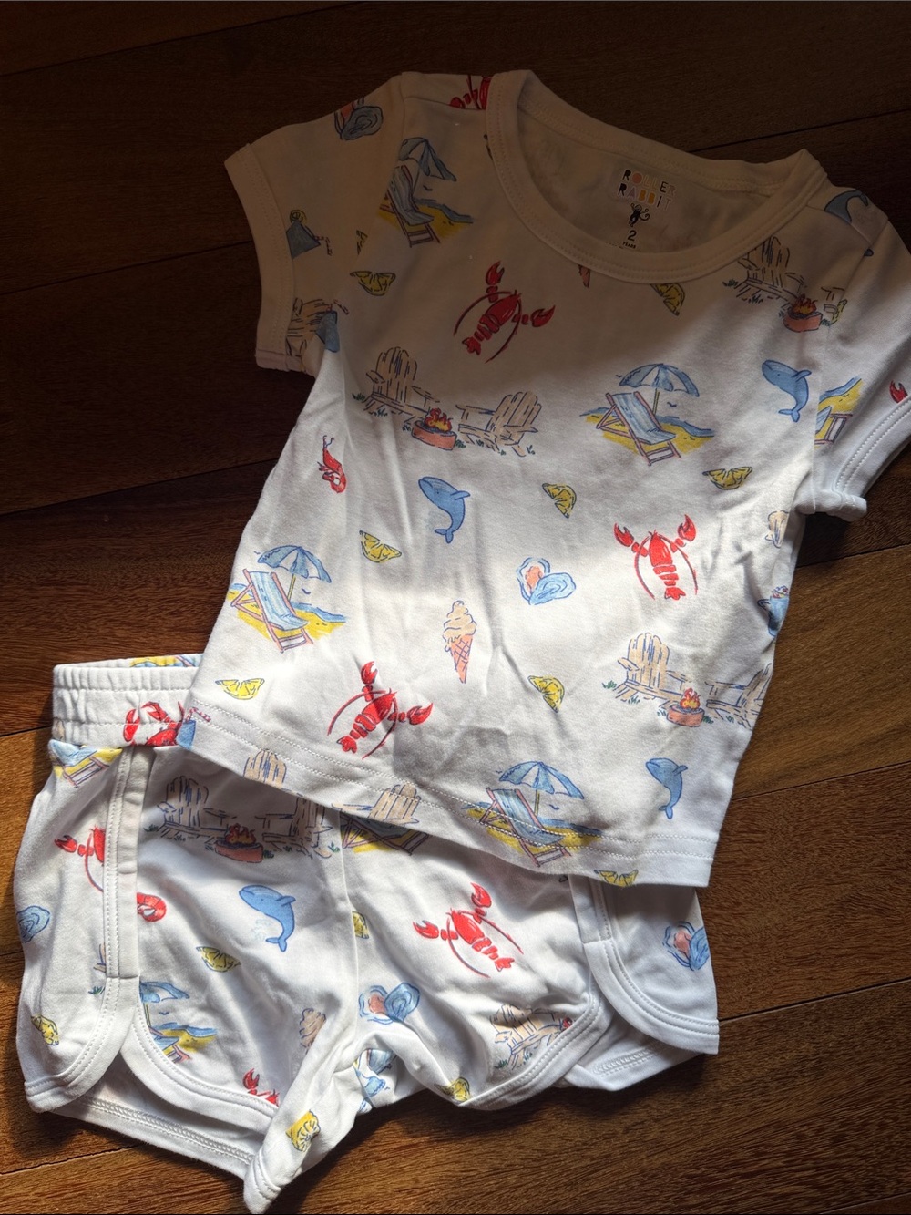 Roller rabbit Kids White Beach Print Pajama Set - Short Sleeve & Shorts